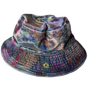 Natural Life Bucket Hat Womens O/S Floral Velvet Fleece Lined Boho Fairy
